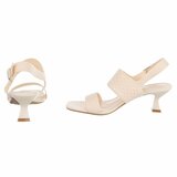 Elegante beige sandalette met sculptuurhak_