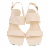 Elegante beige sandalette met sculptuurhak_