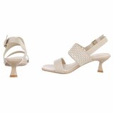 Elegante kaki sandalette met sculptuurhak_