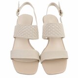 Elegante kaki sandalette met sculptuurhak_