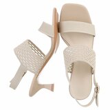 Elegante kaki sandalette met sculptuurhak_