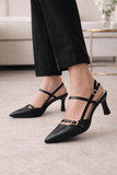 Elegante slingback hakken Charouse met puntneus – zwart_