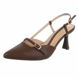 Elegante slingback hakken Charouse met puntneus – bruin_