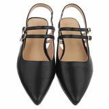 Elegante slingback hakken Meriam met dubbele bandjes – zwart_