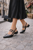 Elegante slingback hakken Meriam met dubbele bandjes – zwart_