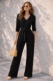 Zwarte elegante jumpsuit met strikceintuur_