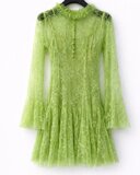 Elegante lime groene kanten jurk met romantische details_