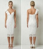 Prachtige witte midi jurk in kant_