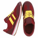 Sportieve bordeaux sneakers Chelsy met gele accenten_
