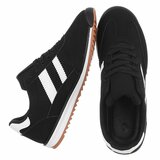 Sportieve zwarte sneakers Chelsy met witte accenten_