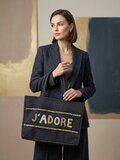 Elegante zwarte shopper met geborduurde parelletters_