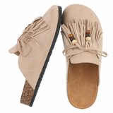 Mules beiges Marilene à franges avec détails naturels_