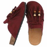 Burgundy mules Marilene met franjes en natuurlijke details_