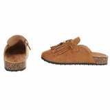 Camel mules Marilene met franjes en natuurlijke details_