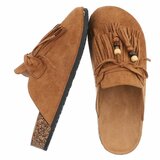 Camel mules Marilene met franjes en natuurlijke details_