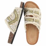 Gouden boho sandalen Doran met franjes en pareldetails_
