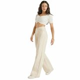 Luxe beige wide leg jeans met subtiele textuur_