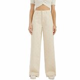 Luxe beige wide leg jeans met subtiele textuur_