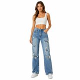 Jean bleu wide leg de luxe avec détails modernes_