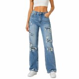 Jean bleu wide leg de luxe avec détails modernes_