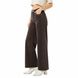 Bruine wide leg jeans met studs_