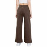 Jean wide leg marron avec ourlet brodé_