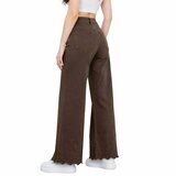 Jean wide leg marron avec ourlet brodé_