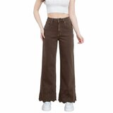 Jean wide leg marron avec ourlet brodé_