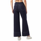 Jean wide leg bleu foncé avec coutures contrastées_