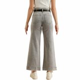 Lichtgrijze wide leg jeans met riem_