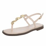 Beige sandaal Murielle met metalen detail_