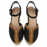 Zwarte espadrille wedge Charlin met gouden rand_