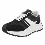 Zwarte sneakers Phea met platformzool en witte details_