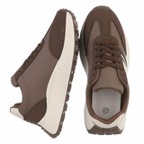 Bruine sneakers Phea met platformzool en beige details  SOLD OUT_