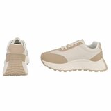Beige sneakers Phea met platformzool en kaki details_