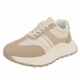 Beige sneakers Phea met platformzool en kaki details_