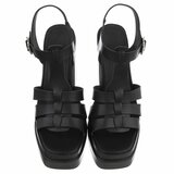 Zwarte plateau sandalen met hoge blokhak-Frances_