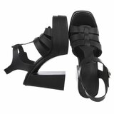 Zwarte plateau sandalen met hoge blokhak-Frances_