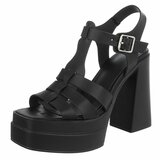 Zwarte plateau sandalen met hoge blokhak-Frances_