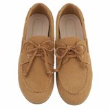 Camel suédine bootschoenen met strikdetail-Anke_