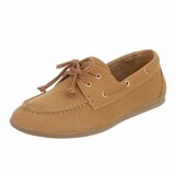 Camel suédine bootschoenen met strikdetail-Anke_