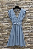 Combinaison en denim fluide bleu clair avec ceinture_