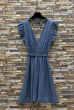 Combinaison en denim fluide bleu foncé avec ceinture_