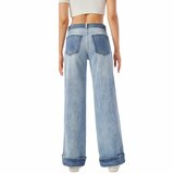 Jean wide leg bleu clair avec ourlet retroussé_