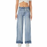 Jean wide leg bleu clair avec ourlet retroussé_