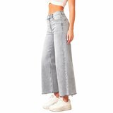 Lichtgrijze Wide Leg Jeans – Cropped Fit_
