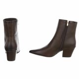 Bruin enkellaarsje met elegante hak-Annelisa_