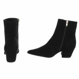 Zwart suede enkellaarsje met elegante hak-Annelisa_