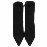 Zwart suede enkellaarsje met elegante hak-Annelisa_