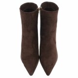 Bottines marron en suédine élégantes à talon-Annelisa_